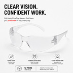 Gripking Classic Safety Glasses Clear - 12 Pack with Free Shipping